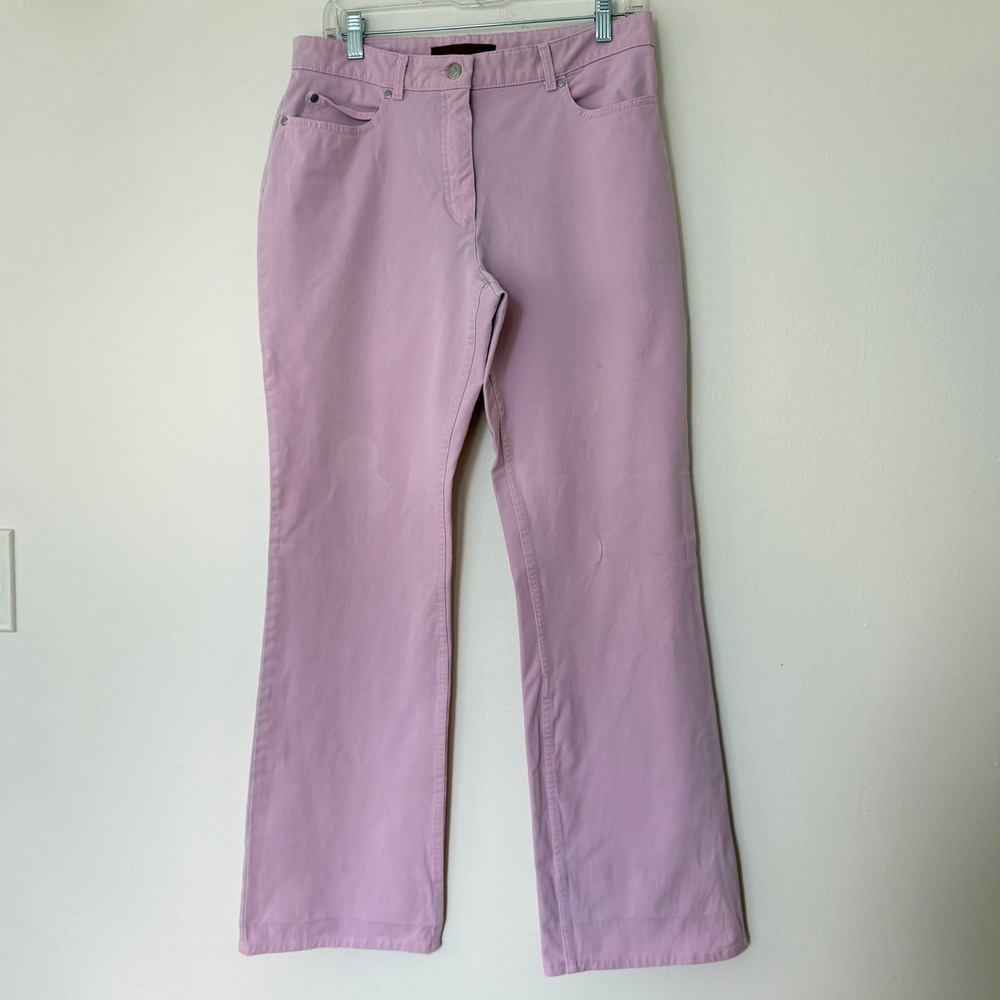 Bianca Womens Mauve Pink Straight Leg Twill Pants 12 Mid Rise 5-Pocket Trouser